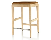 H60 cm designer bar stool wood natural tint seat bronze velvet fabric
