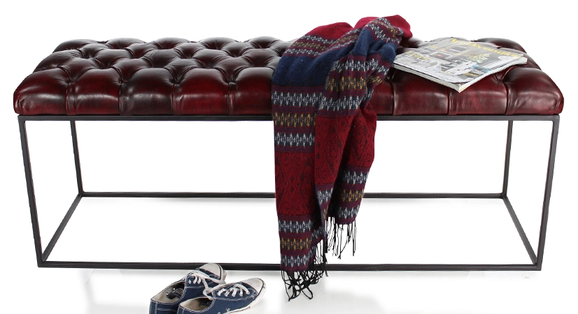 Chesterfield leather bench burgundy