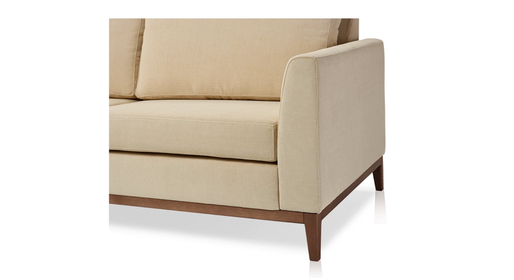 Canapé d'angle méridienne gauche 4 places tissu crème (MG - 2D)