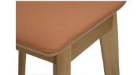 Design stool oak natural finish with coral fabric seat