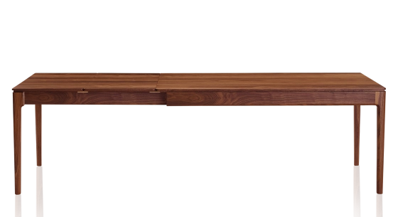Table extensible en noyer 8 à 12 personnes avec plateau et allonges bois teinte naturelle 210x100 cm