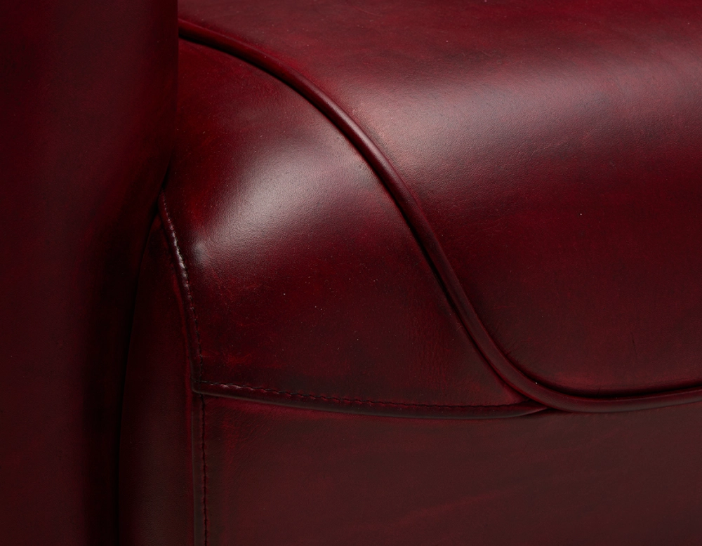 Fauteuil club cuir rouge carmin