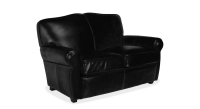 2 seater leather club sofa black