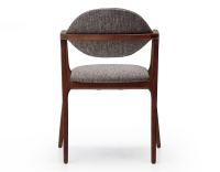 Chaise design avec accoudoirs bois teinte merisier et tissu chiné marron