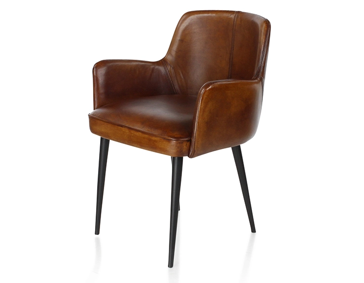 Vintage armchair with leather armrests vintage brown