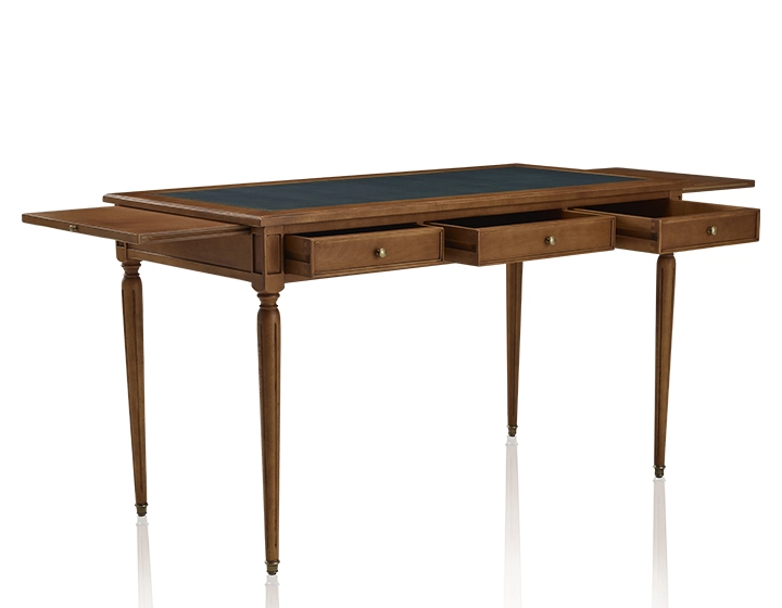 Bureau ancien style Louis XVI plateau cuir vert L130 cm