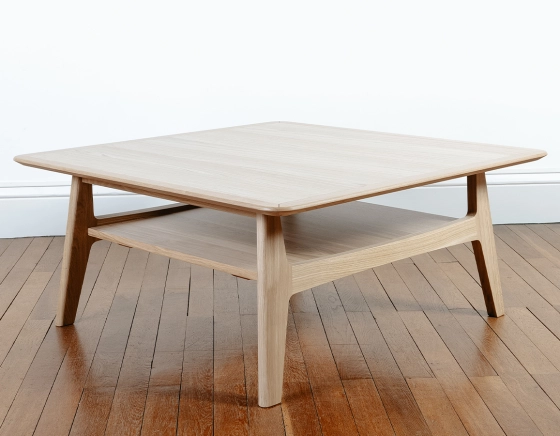 Table basse carrée en chêne teinte naturelle 100x100 cm 100x100 cm