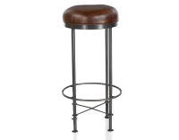 Tabouret de bar vintage cuir marron soutenu