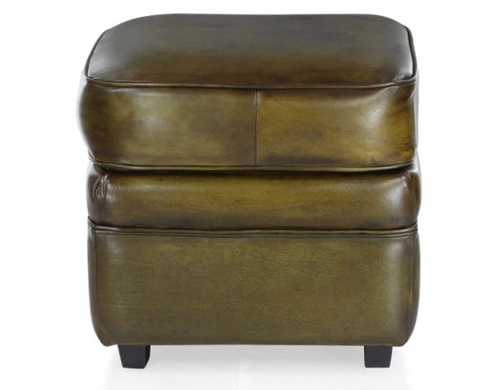 Pouf cuir vert olive