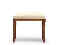 Tabouret ancien style Louis XVI bois teinte ancienne et tissu chiné beige