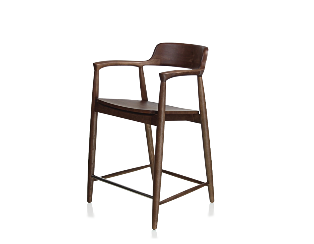 Tabouret de bar H60 cm bois teinte marron foncé