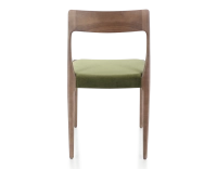 Silla escandinava madera tinte marrón oscuro asiento tejido verde oliva