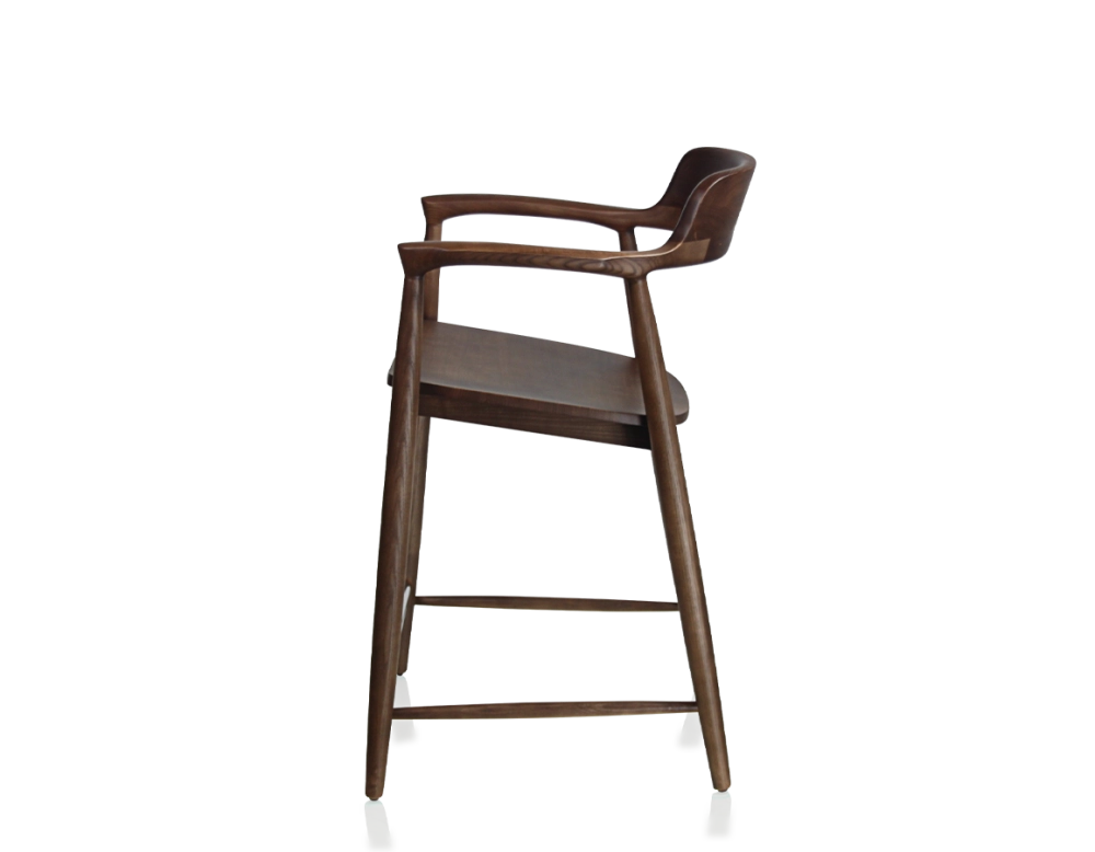 Tabouret de bar H60 cm bois teinte marron foncé
