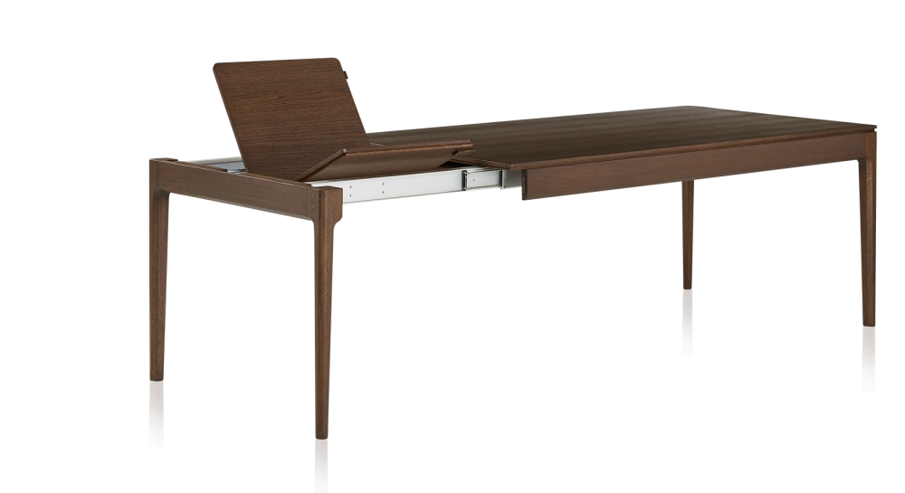 Mesa extensible de roble de 8 a 12 comensales con tablero y extensiones de madera en tono marrón oscuro 160x100 cm