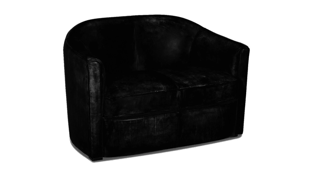 2 seater leather club sofa black