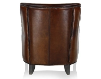 Fauteuil club cuir marron soutenu accoudoirs cloutés