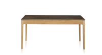 Table salle à manger 6 personnes en chêne et céramique avec bois teinte naturelle et plateau céramique brun oxydé 140x90 cm