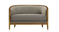 Antique 2 seater sofa cherry-stained wood and light grey fabric