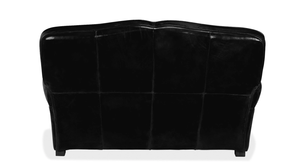 2 seater leather club sofa black