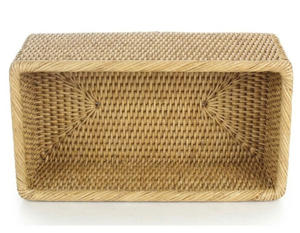 Panier de rangement rectangulaire en rotin naturel
