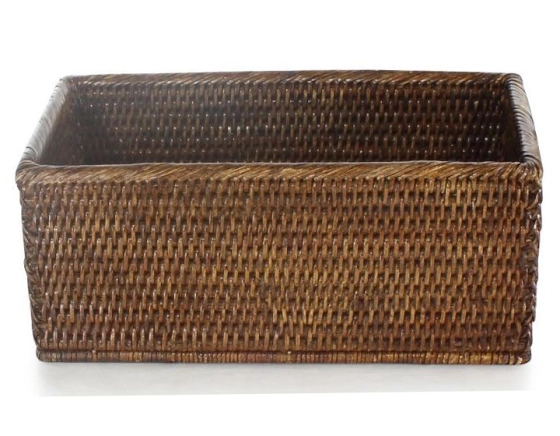 Panier de rangement rectangulaire en rotin brun