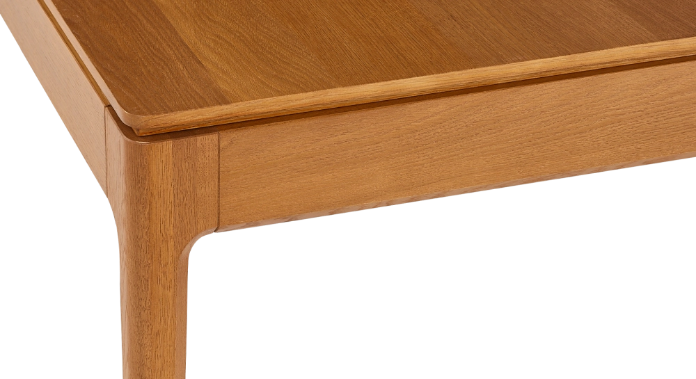 Table extensible en chêne 6 à 10 personnes avec plateau et allonges bois teinte merisier 140x90 cm