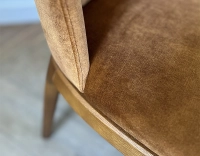 Designer chair Cherry-stained wood and bronze velvet fabric
