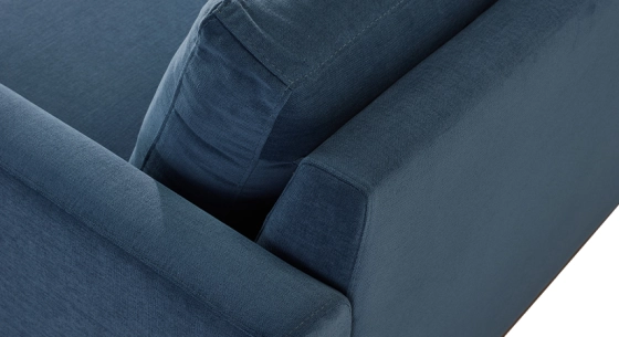 Canapé design 2,5 places tissu bleu jean