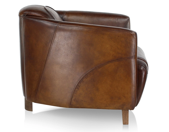Fauteuil club cuir marron soutenu