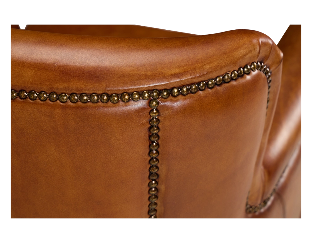 Leather club armchair light brown