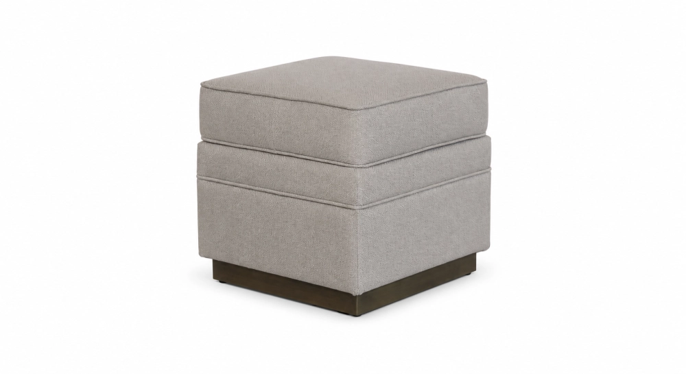 Pouf tissu chevron beige