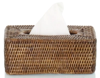 Caja de pañuelos rectangular de ratán marrón