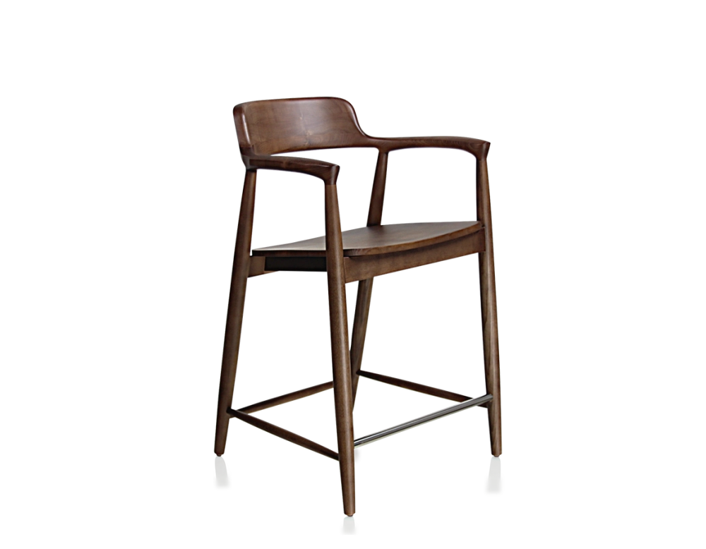 Tabouret de bar H60 cm bois teinte marron foncé