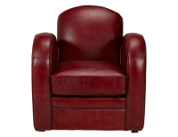 Fauteuil club cuir rouge carmin