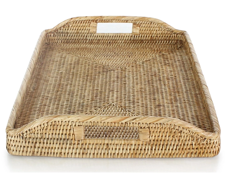 Bandeja de servicio rectangular de ratán natural modelo pequeño