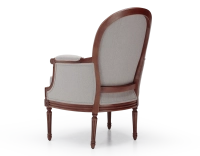 Fauteuil bergère mouluré style Louis XVI bois teinte ancienne et tissu beige naturel