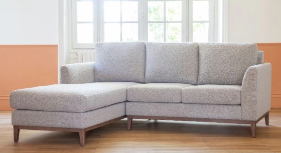 Méridienne gauche tissu blouclé taupe clair