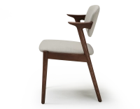 Dark brown stained design chair and natural beige fabric dark brown wood seat natural beige fabric