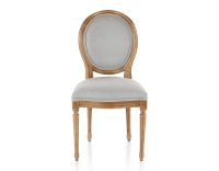Chaise ancienne style Louis XVI bois teinte ancienne et tissu gris clair