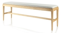 Banc design bois teinte naturelle assise tissu beige naturel L160 cm