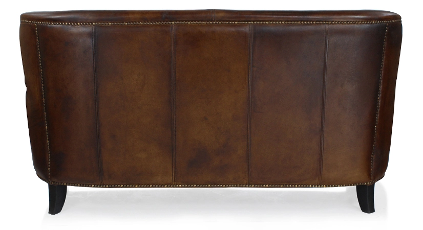 2 seater leather club sofa dark brown
