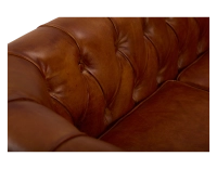 Canapé Chesterfield cuir 2 places marron clair accoudoirs cloutés