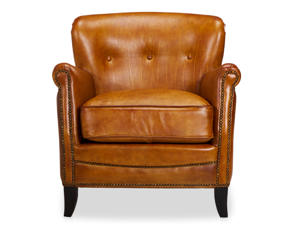 Leather club armchair cognac