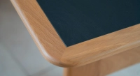 Square coffee table in oak and ceramic. with a natural wood finish and a white marble-effect ceramic top. 120x120 cm