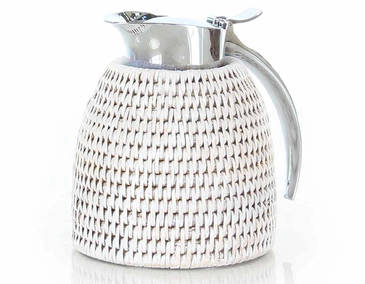 White rattan flask 0.3 litre