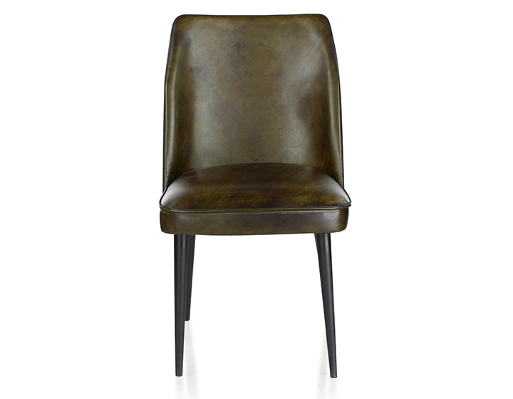 Chaise vintage cuir vert olive
