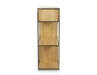 Console design natural stained ash and brass patina metal