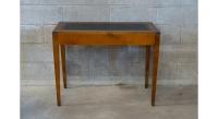 Bureau marine 2 tiroirs bois teinte merisier et cuir vert