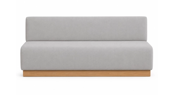 Banquette socle en chêne naturelle assise tissu beige naturel