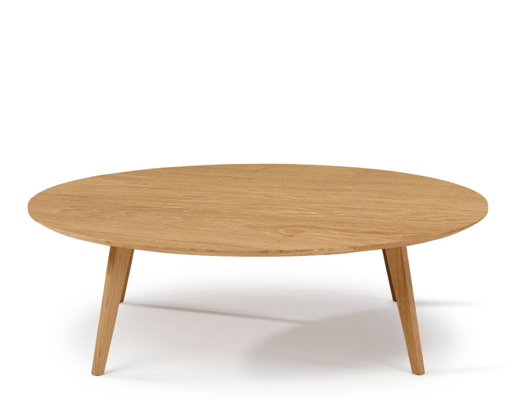 Table basse ronde en chêne plateau bois F1 teinte naturelle 90x90x40 cm